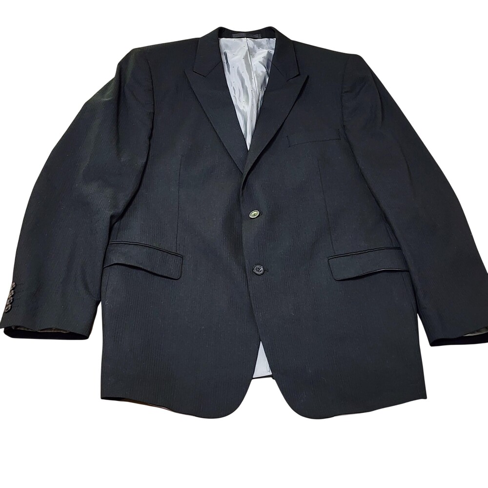 Carducci Suit Jacket Mens 42 Black Wool Pinstripe Two Button Blazer Regular Fit